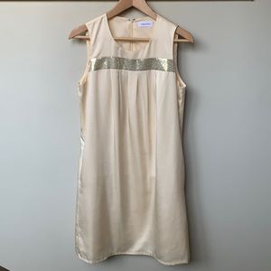 Calvin Klein Sheath Dress with Pockets Gold Sequin